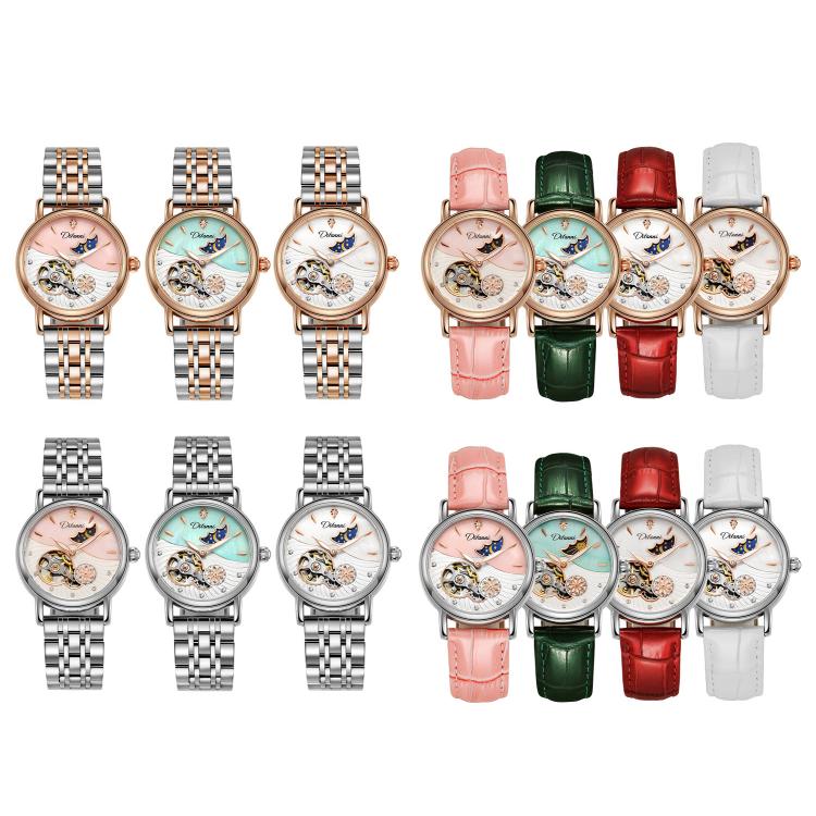 Dulunwe 6023C 30m Waterproof Fully Automatic Mechanical Watch, Rose Gold Leather Pink, Rose Gold Leather Green, Rose Gold Leather Red, Rose Gold Leather White, Natural Leather Pink, Natural Leather Green, Natural Leather Red, Natural Leather White     ...