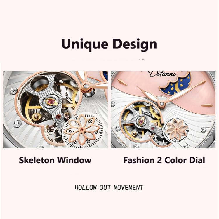 Dulunwe 6023C 30m Waterproof Fully Automatic Mechanical Watch, Rose Gold Leather Pink, Rose Gold Leather Green, Rose Gold Leather Red, Rose Gold Leather White, Natural Leather Pink, Natural Leather Green, Natural Leather Red, Natural Leather White     ...