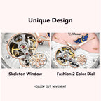 Dulunwe 6023C 30m Waterproof Fully Automatic Mechanical Watch, Rose Gold Leather Pink, Rose Gold Leather Green, Rose Gold Leather Red, Rose Gold Leather White, Natural Leather Pink, Natural Leather Green, Natural Leather Red, Natural Leather White     ...