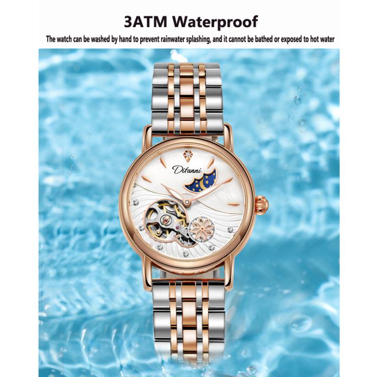 Dulunwe 6023C 30m Waterproof Fully Automatic Mechanical Watch, Rose Gold Leather Pink, Rose Gold Leather Green, Rose Gold Leather Red, Rose Gold Leather White, Natural Leather Pink, Natural Leather Green, Natural Leather Red, Natural Leather White     ...