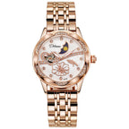 Dulunwe 6018B 30m Waterproof Luminous Automatic Mechanical Watch, Steel Strap White, Steel Strap Pink, Mesh Strap White, Mesh Strap Pink, White Leather Strap, Pink Leather Strap, Red Leather Strap, Black Leather Strap