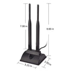 2.4G/5G Dual-Band Antenna with 2 RP-SMA Male Connector Wireless WIFI Router Network Card High Gain Extension Antenna, 2 RP-SMA Male