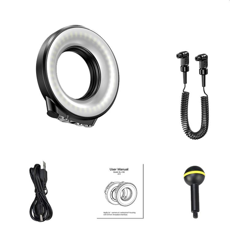Sea Frogs SL-108 40m/130FT Underwater Photography Macro Ring Light, SL-108 Black, SL-108 Red