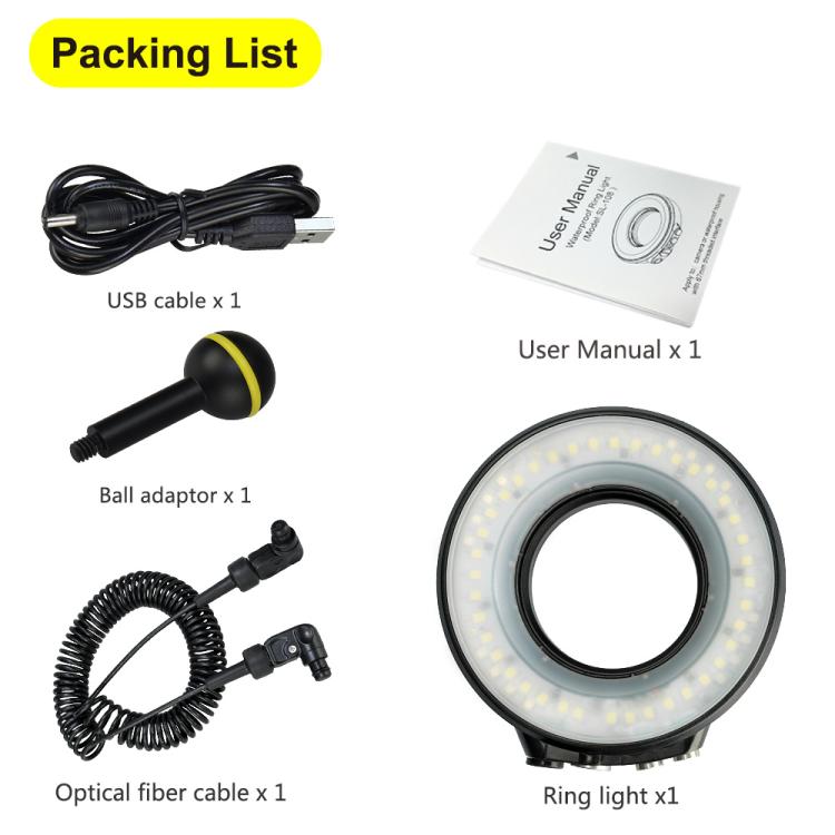 Sea Frogs SL-108 40m/130FT Underwater Photography Macro Ring Light, SL-108 Black, SL-108 Red