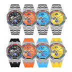 Dulunwe 6030F 30m Waterproof Luminous Mechanical Watch, Steel Strap Orange, Steel Strap Light Blue, Steel Strap Yellow, Steel Strap Black, Silicone Strap Black, Silicone Strap Light Blue, Silicone Strap Orange, Silicone Strap Yellow