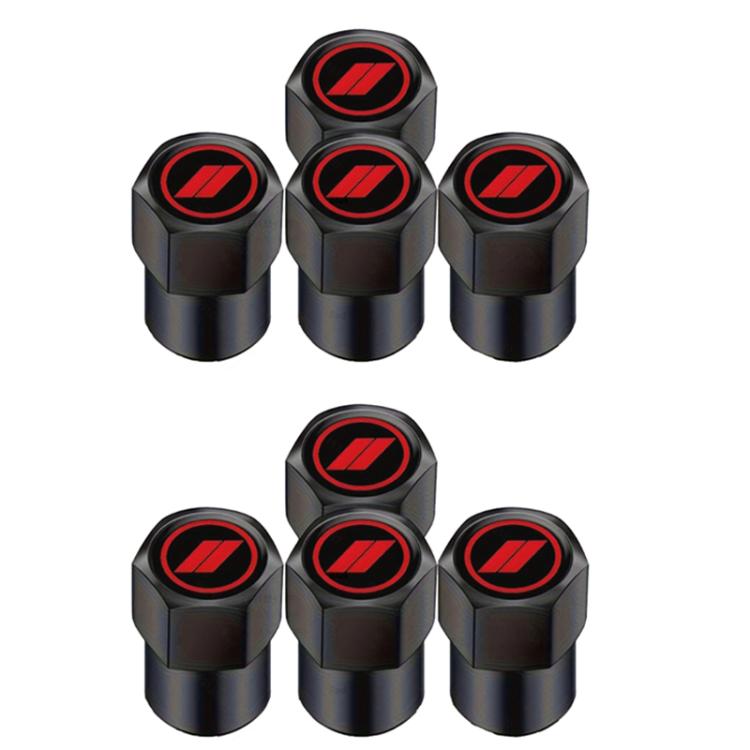 2 Sets Car Modification Aluminum Tire Valve Caps, Graphic Model, Alphabet Model, Red Logo, Blue Logo
