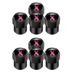 2 Sets Car Modification Aluminum Tire Valve Caps, Auspicious Clouds, Colorful Ribbon