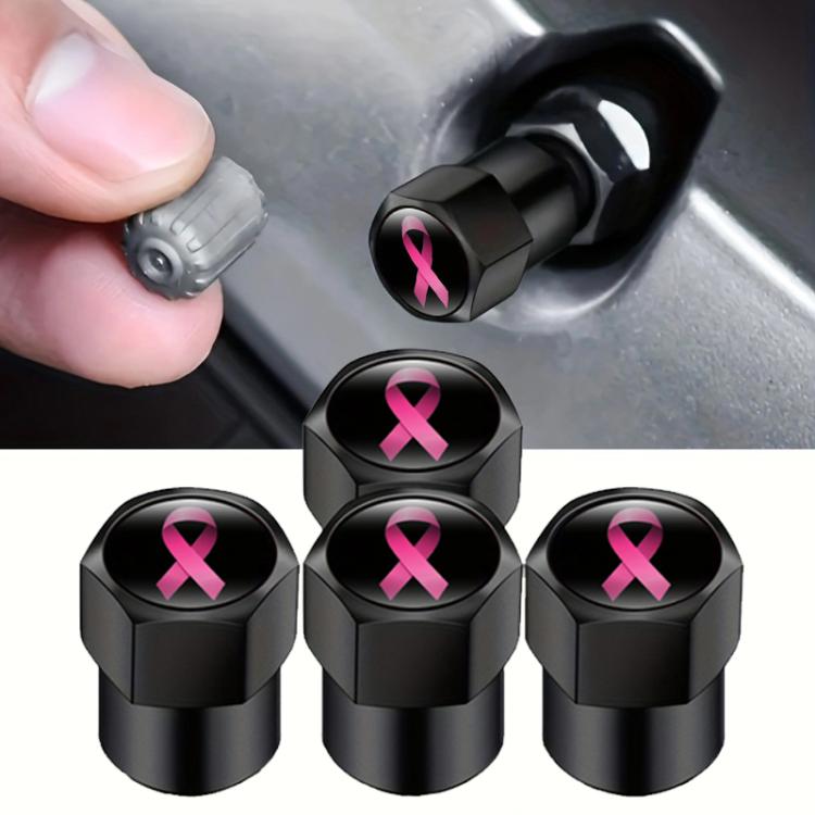 2 Sets Car Modification Aluminum Tire Valve Caps, Auspicious Clouds, Colorful Ribbon