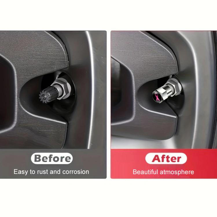 2 Sets Car Modification Aluminum Tire Valve Caps, Auspicious Clouds, Colorful Ribbon
