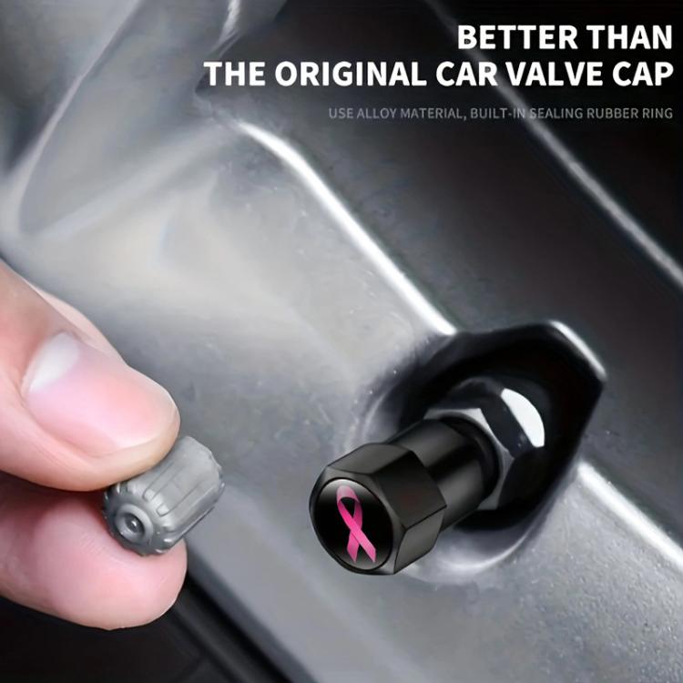 2 Sets Car Modification Aluminum Tire Valve Caps, Auspicious Clouds, Colorful Ribbon