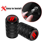 2 Sets Car Modification Aluminum Tire Valve Caps, Red Strip Grid