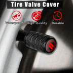 2 Sets Car Modification Aluminum Tire Valve Caps, Red Strip Grid