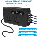 Gurxun Dual Digital Display Car Inverter With 2 USB+2 Type-C Ports, Universal Plug 220V, Universal Plug 110V, Brazil Plug 220V, Brazil Plug 110V, US Plug 110V