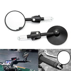 2pcs /Set Motorcycle Rearview Mirror Modified Retro Folding Round E-Bike Universal Reversing Mirror Reflector, Flat, Convex