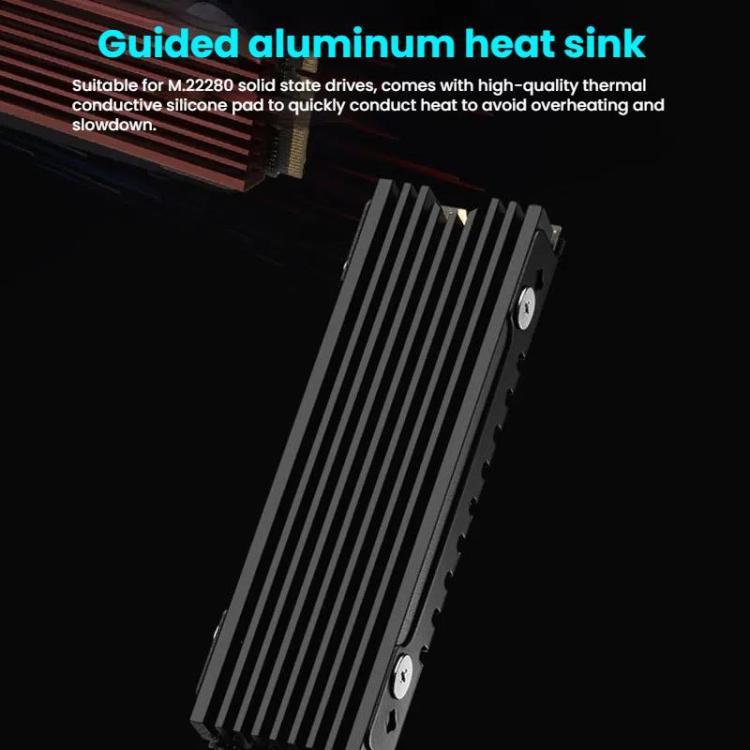 FinalCool M.2 2280 NVME SSD Radiator Aluminum Heat Sink for Desktop PC PS5, M.2 2280 Black, M.2 2280 Silver, M.2 2280 Red