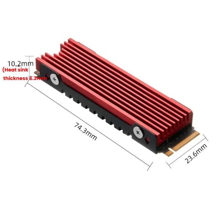 FinalCool M.2 2280 NVME SSD Radiator Aluminum Heat Sink for Desktop PC PS5, M.2 2280 Black, M.2 2280 Silver, M.2 2280 Red
