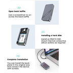 JEYI mSATA to USB 3.1 Type-C 6Gbps SSD Enclosure Adapter Case Aluminum External SSD Case, JEYI