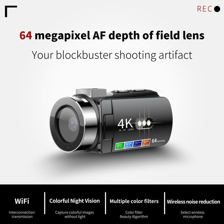 WiFi HD 4K Lightless Colorful Night Vision Digital Video Camera, Black, Black + Fill Light, Black + Lens Hood, Black + Wireless Noise Reduction Microphone, Black + Bracket, Black 4pcs /Set, Red, Red + Fill Light, Red + Lens Hood                        ...