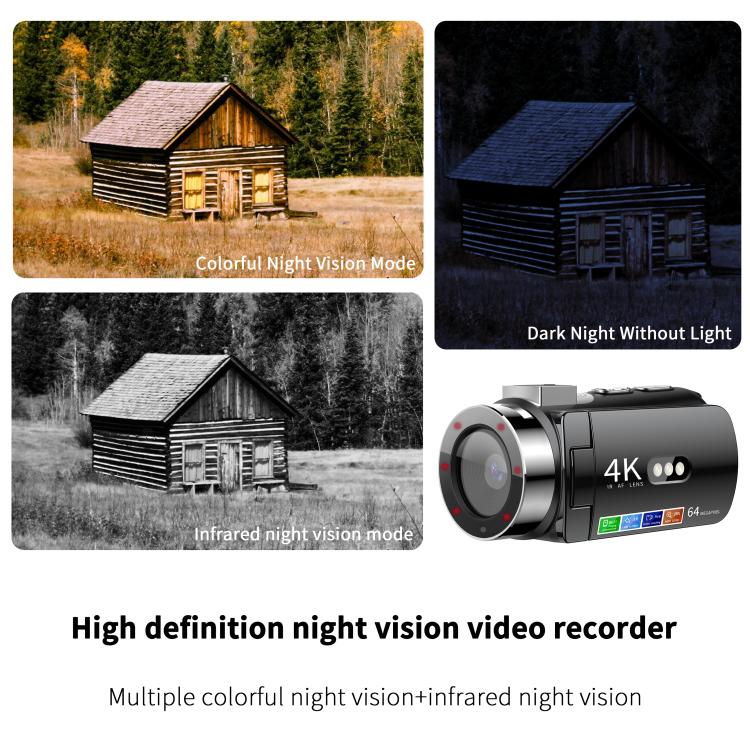 WiFi HD 4K Lightless Colorful Night Vision Digital Video Camera, Black, Black + Fill Light, Black + Lens Hood, Black + Wireless Noise Reduction Microphone, Black + Bracket, Black 4pcs /Set, Red, Red + Fill Light, Red + Lens Hood                        ...