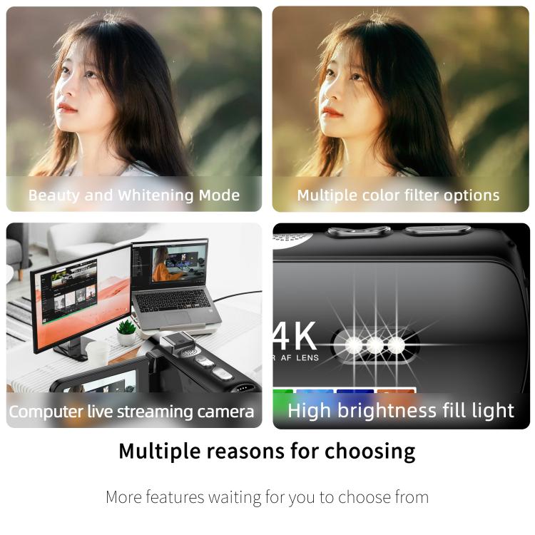 WiFi HD 4K Lightless Colorful Night Vision Digital Video Camera, Black, Black + Fill Light, Black + Lens Hood, Black + Wireless Noise Reduction Microphone, Black + Bracket, Black 4pcs /Set, Red, Red + Fill Light, Red + Lens Hood                        ...