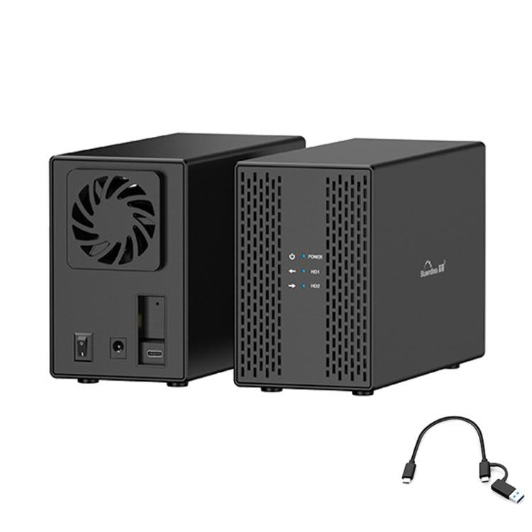 Blueendless DB3502F USB3.0/Type-C Non-array 2.5/3.5-inch Dual-Bay Mobile Hard Disk Box, US Plug, EU Plug, UK Plug, AU Plug