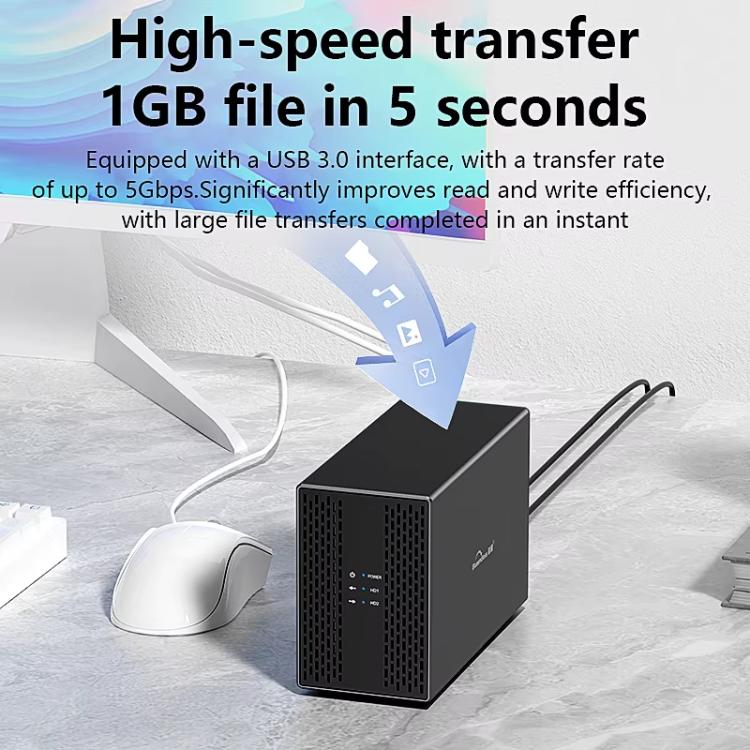 Blueendless DB3502F USB3.0/Type-C Non-array 2.5/3.5-inch Dual-Bay Mobile Hard Disk Box, US Plug, EU Plug, UK Plug, AU Plug