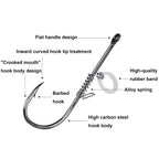 10pcs /Box Crooked Mouth Barbed Sea Fishing Hook Lure Fishing Hanging Shrimp Hook, 4, 3/0, 4/0, 5/0, Mixed Number