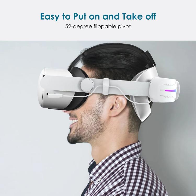 For Meta Quest 2 VR RGB Head Strap Adjustable Headband Built-in 8000 mAh Battery, For Meta Quest 2 (Gaming White), For Meta Quest 2 (Gaming Black), For Meta Quest 2 (White)