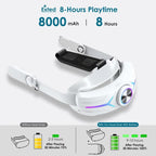 For Meta Quest 2 VR RGB Head Strap Adjustable Headband Built-in 8000 mAh Battery, For Meta Quest 2 (Gaming White), For Meta Quest 2 (Gaming Black), For Meta Quest 2 (White)