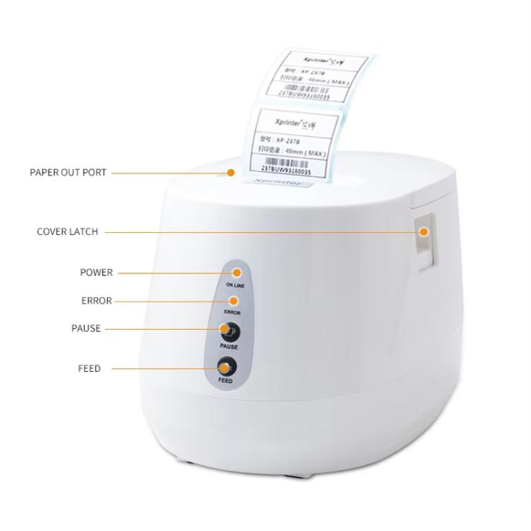 Xprinter XP-237B Barcode QR Code Supermarket Receipt Label Thermal Printer, USB, USB+BT