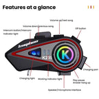 Kuqibao K23S Helmet Bluetooth Earphones 1000m Motorcycle Bluetooth-compatible 2 Person Intercom With Light Waterproof Headset, Hard Wheat, Soft Wheat