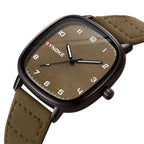 SYNOKE Men Quartz Watch Sport Retro Simple Leather Strap Quartz Watch Teenage Student Wristwatch
