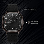 SYNOKE Men Quartz Watch Sport Retro Simple Leather Strap Quartz Watch Teenage Student Wristwatch