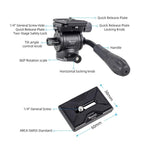 XILETU  LS-2A  Mini Hydraulic Damping Ball Head Tripod Head 360 Degree Panoramic Shooting