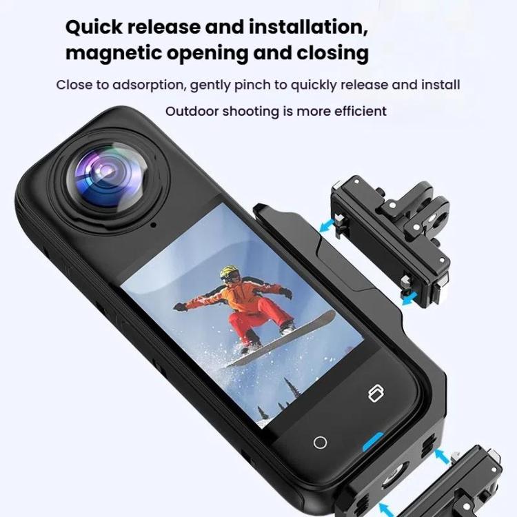 For Insta360 X4 / X3 HEPAIL AC56 Vertical Horizontal Magnetic Metal Bracket, AC56