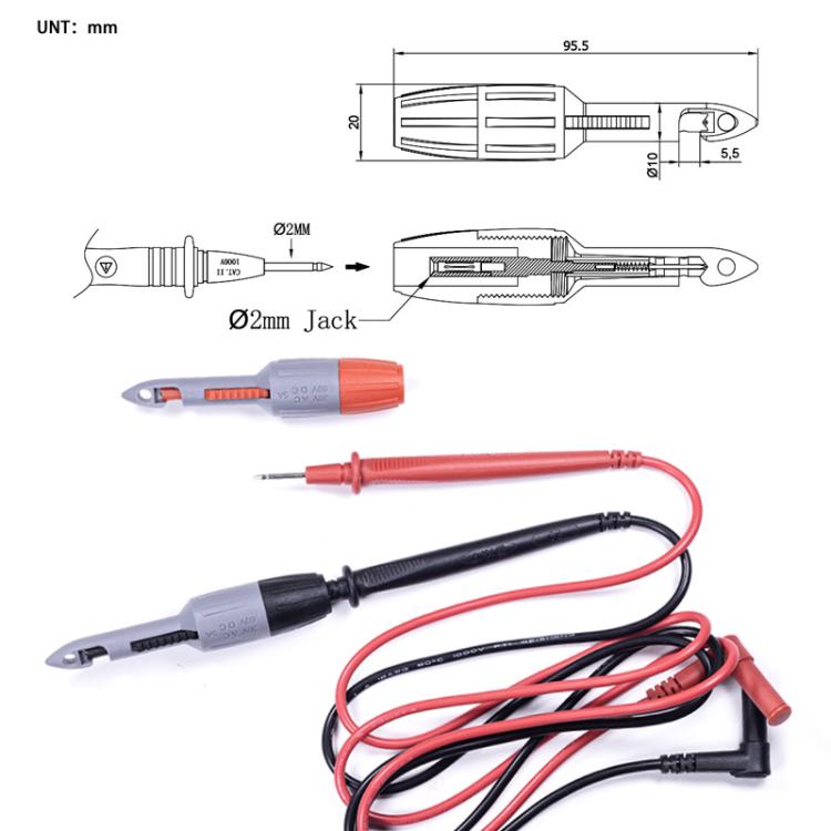 Universal Multimeter Test Piercing Probe For Auto Repair, 2mm Jack, 4mm Jack