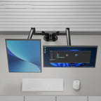 17-32 Inch Dual Monitor Mount Gas Spring 360 Degree Heavy Duty Floating Desk Arm, Dual Monitor Mount Black