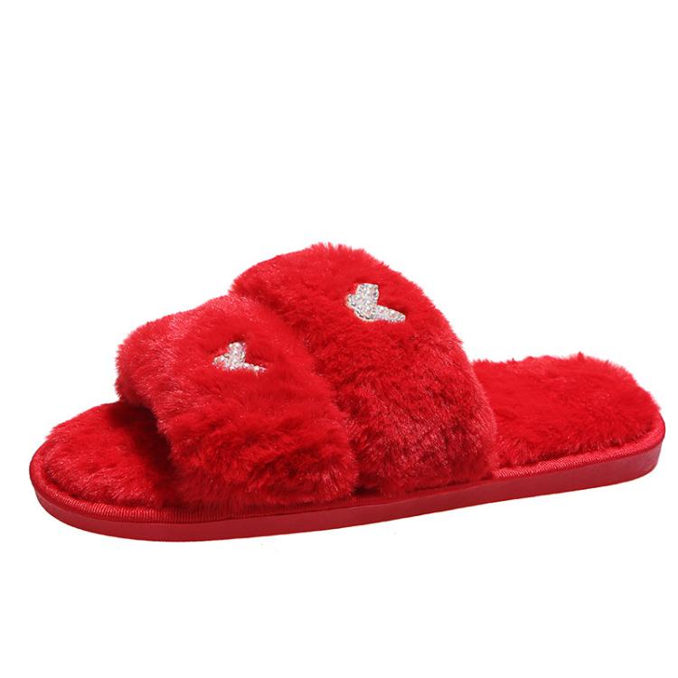 Women Flat Sole Plush Slippers with Butterfly Rhinestone Decor Soft Indoor/Outdoor House Shoes, 36-37, 38-39, 40-41