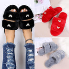 Women Flat Sole Plush Slippers with Butterfly Rhinestone Decor Soft Indoor/Outdoor House Shoes, 36-37, 38-39, 40-41