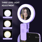 Foldable Clip-type Mobile Phone Rear Selfie Mirror Fill Light, White, Purple, Pink, White with Remote Control, Purple with Remote Control, Pink with Remote Control