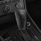Peacock Pattern Leather Car Gear Shift Protective Cover, Sticky Type Automatic Gear, Zipper Type Manual Gear