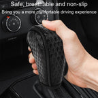 Peacock Pattern Leather Car Gear Shift Protective Cover, Sticky Type Automatic Gear, Zipper Type Manual Gear