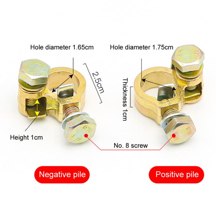 Thickened Copper Battery Clip Automotive Battery Stake Multi-Function Connector, 1pair