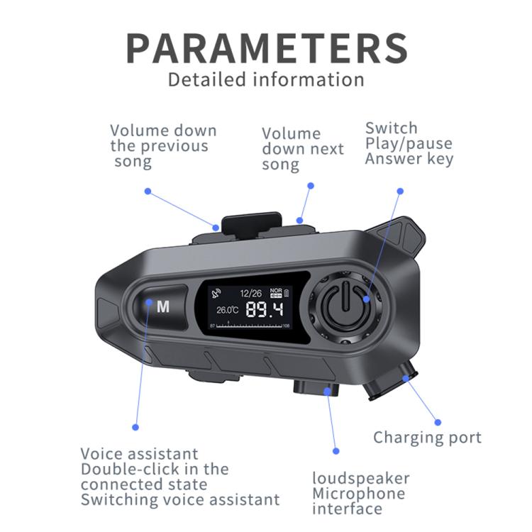 A1 IP67 Waterproof Motorcycle Helmet Noise Reduction Bluetooth Headset, Soft Mic, Hard Mic, Soft and Hard Mics