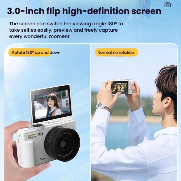 W1 5K HD Digital Camera 75MP 18X Digital Zoom WiFi Video Recorder With Flip Screen, W1 Black, W1 White