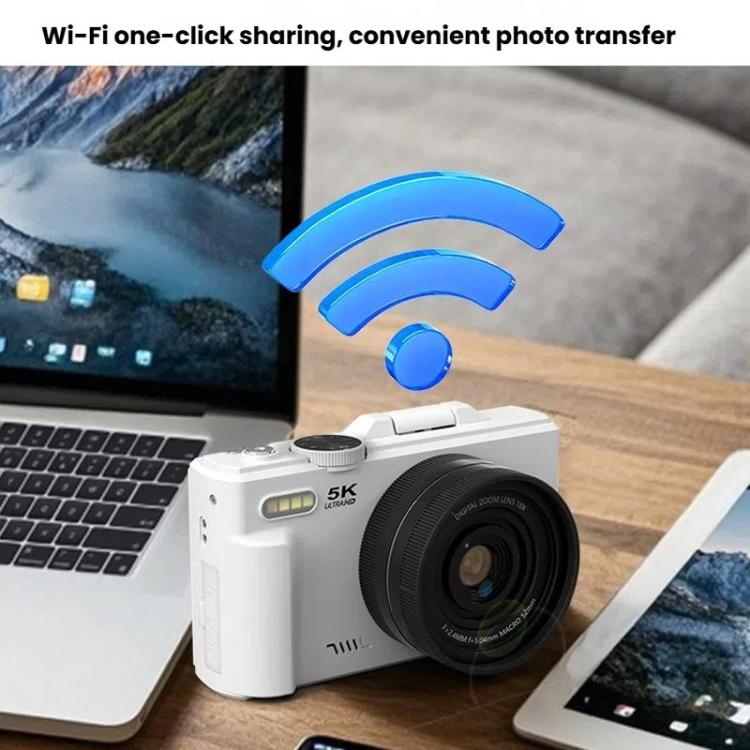 W1 5K HD Digital Camera 75MP 18X Digital Zoom WiFi Video Recorder With Flip Screen, W1 Black, W1 White