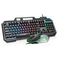 T-WOLF TF600 104-Key Wired Backlit Keyboard and Mouse Combo with Metal Panel & Phone Stand