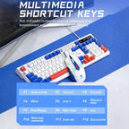 T-WOLF  TF610 USB-C/Type-C Wired 98 Keys Keyboard and Mouse Combo Dual-Tone Keycaps Gaming Set