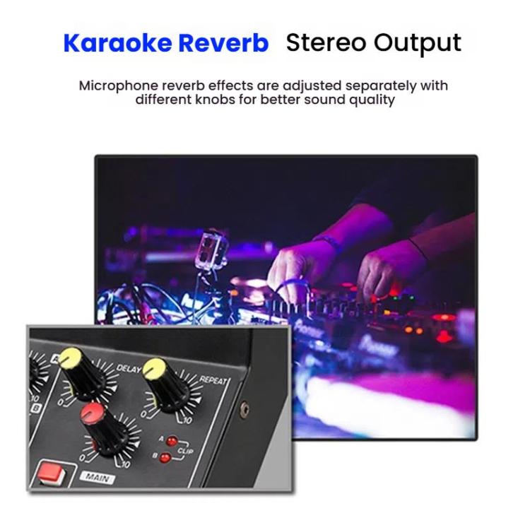 8 Channel Audio Mixer Console Stage Mixer Professional Digital Reverberator Effects Karaoke Live Equipment, Q48