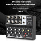 8 Channel Audio Mixer Console Stage Mixer Professional Digital Reverberator Effects Karaoke Live Equipment, Q48